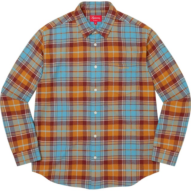 L Rust Supreme Plaid Flannel Shirt 水色 新品