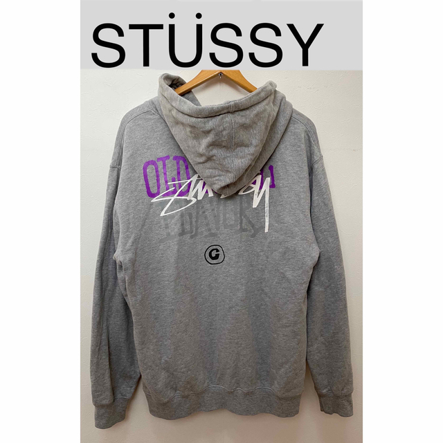 STUSSYステューシーUSA製　プルオーバーパーカー　グレー　M