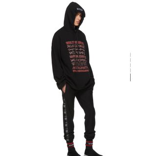 18SS Vetements スウェットパンツ ブラックテープラウンジパンツ