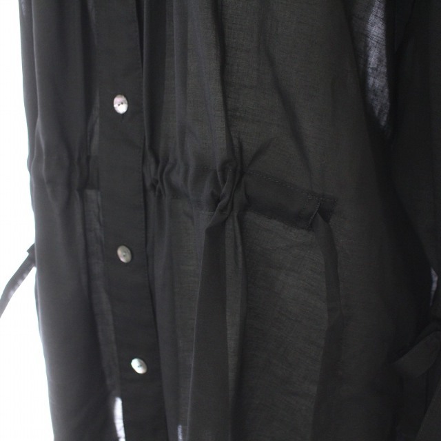 ENFOLD(エンフォルド)のエンフォルド ブラウス シャツ 長袖 タック シアー シースルー 38 M 黒 レディースのトップス(シャツ/ブラウス(長袖/七分))の商品写真