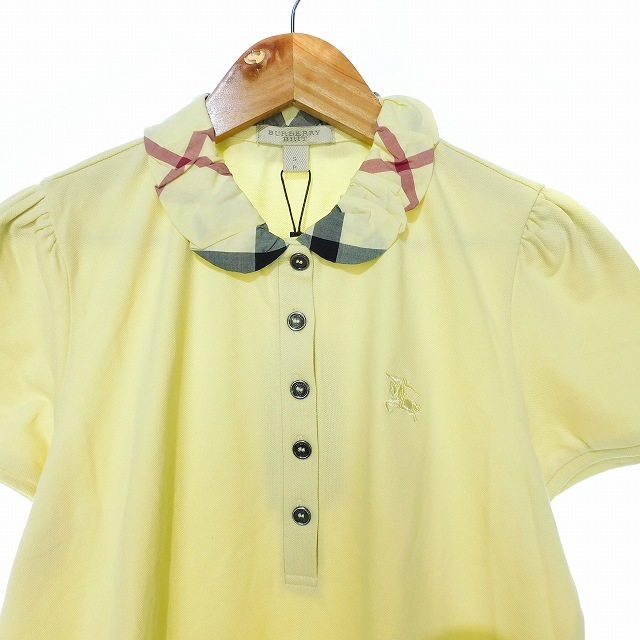 バーバリーブリット ポロシャツ 半袖 パフスリーブ チュニック丈 切替 SP 黄 レディースのトップス(ポロシャツ)の商品写真