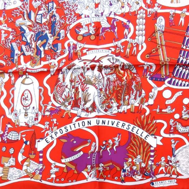 HERMES - エルメス カレ90 スカーフ EXPOSITION UNIVERSELLE HERMES - エルメス カレ90 スカーフ EXPOSITION UNIVERSELLE
