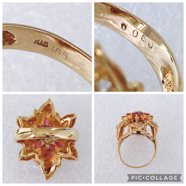 ✨美品✨ 特大 ルビー 1.65ct 天然ダイヤモンド 0.50ct K18 レディースのアクセサリー(リング(指輪))の商品写真