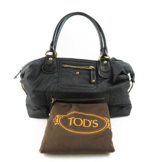 トッズ(TOD'S)のTOD'S トッズ ハンドバッグ ブラック系 ナイロン レザー AO558C(ハンドバッグ)