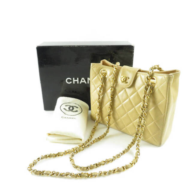 165cm横CHANEL シャネル ヴィンテージシャネル チェーンショルダーバッグ ベージュ ゴールド金具 マトラッセ AY2805W