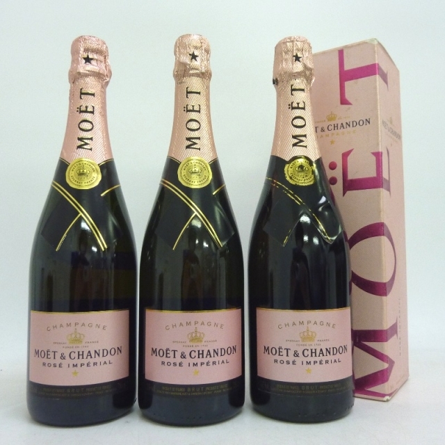 未開封★Moët & Chandon【モエ・エ・シャンドン】 ブリュット ロゼ アンペリアル 3本セット 750ml 箱付