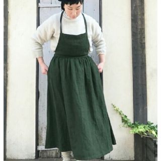 値下げ♡ビスクバイネストローブ リネンエプロンワンピース