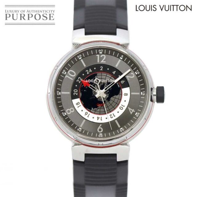 LOUIS VUITTON - ルイ ヴィトン LOUIS VUITTON タンブール グラファイト GMT Q1D30 メンズ 腕時計 グレー 文字盤 オートマ 自動巻き Tambour 90148797