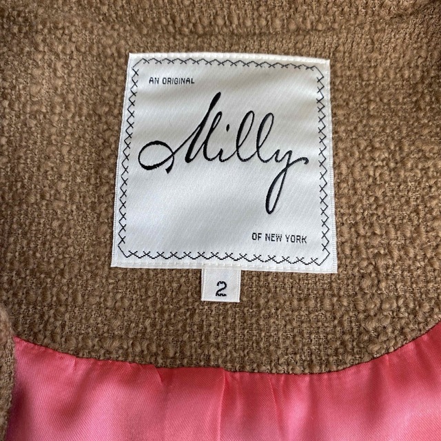 Milly(ミリー)のミリー　ノーカラーベージュコート レディースのジャケット/アウター(ロングコート)の商品写真