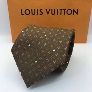 ルイヴィトン(LOUIS VUITTON)の【ルイ・ヴィトン】ＬＶフラワー×お洒落ブラウン×ホワイトドット　高級ネクタイ(ネクタイ)