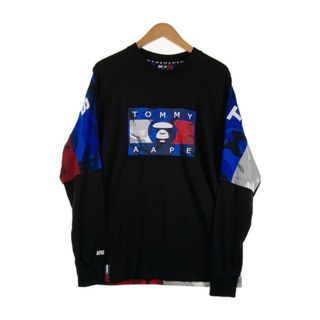 アベイシングエイプ(A BATHING APE)の★エイプ×トミー  ロングスリーブティー 長袖 ブラック sizeM(Tシャツ/カットソー(七分/長袖))