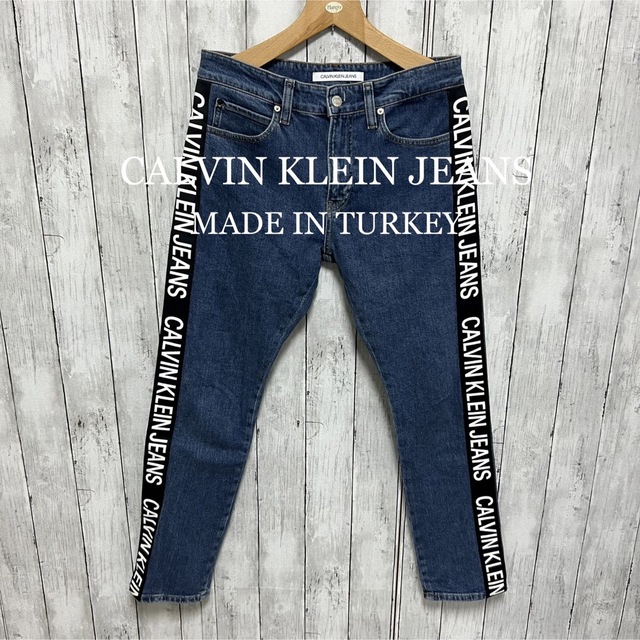 美品！CALVIN KLEIN JEANSサイドロゴストレッチデニム！