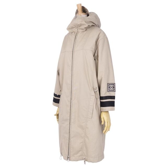 美品 Vintage シャネル CHANEL IDENTIFICATION コート 02A スポーツライン ココマーク ジップアップ レディース アウター 38(M相当) ベージュ