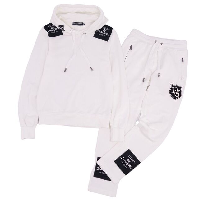 美品 ドルチェ&ガッバーナ DOLCE&GABBANA セットアップ スウェット パーカー プルオーバー イージーパンツ メンズ 44(S相当) ホワイト | フリマアプリ ラクマ