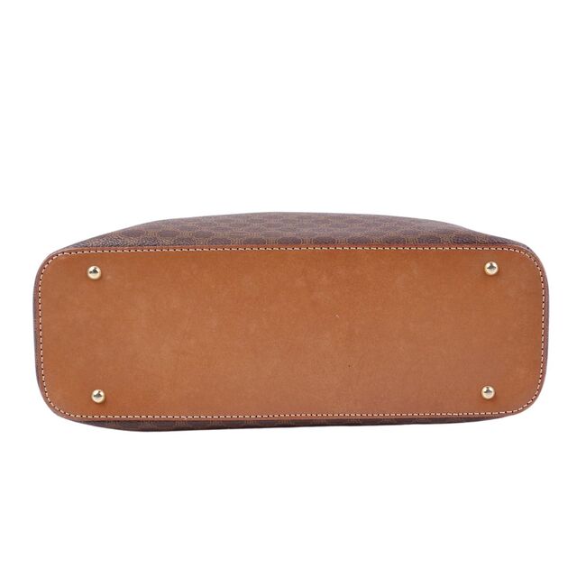 美品 Vintage セリーヌ CELINE バッグ マカダム トリオンフ ハンドバッグ ラウンドファスナー レディース 鞄 ブラウン