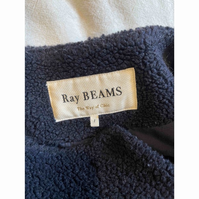 Ray BEAMS(レイビームス)のRay BEAMS ロングコート ノーカラー ネイビー レディースのジャケット/アウター(ロングコート)の商品写真