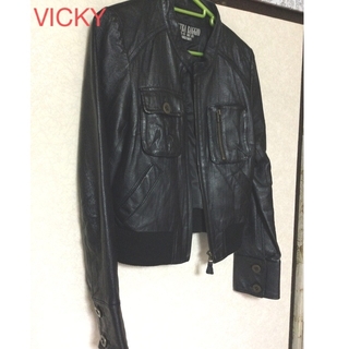 ビッキー(VICKY)のビッキー レザージャケット 豚革 革ジャン ブラック Sサイズ(レザージャケット)