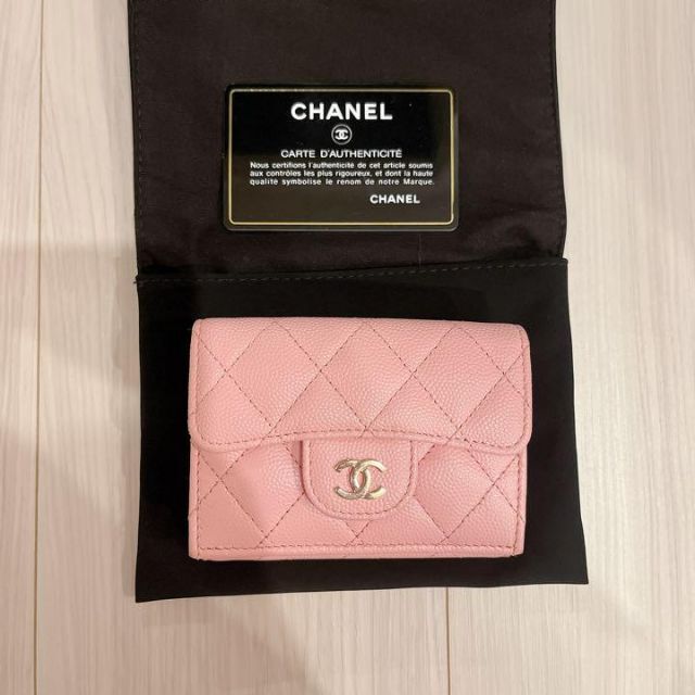 CHANEL スモールウォレット 三つ折り財布 ピンク