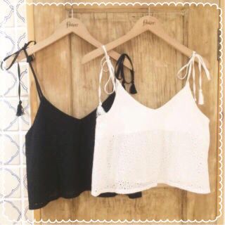 フラワー(flower)のflower♡福袋♡tassel lace cami♡ホワイト(キャミソール)