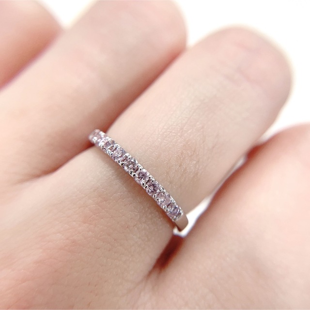 プラチナ 天然ピンクダイヤモンド エタニティーリング レディースのアクセサリー(リング(指輪))の商品写真
