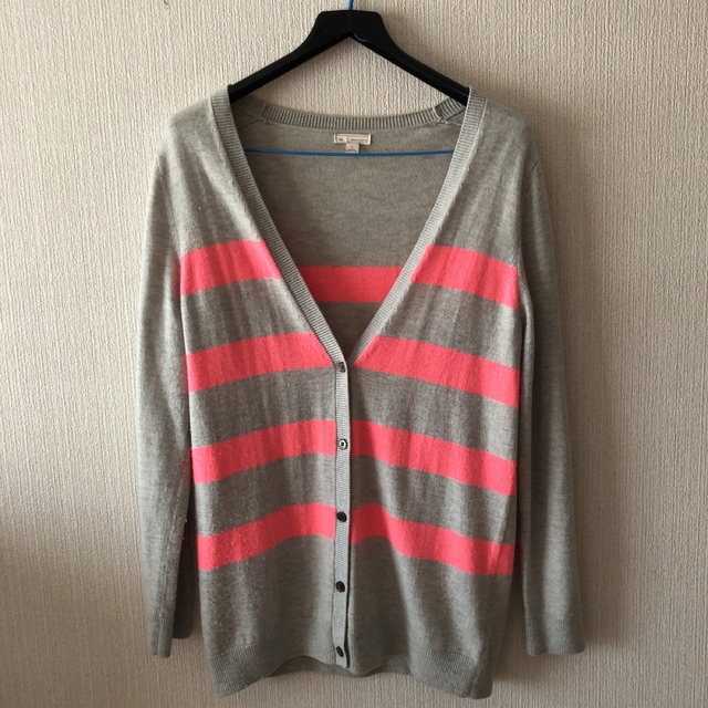 GAP(ギャップ)のGAP ロングカーディガン　グレー　ボーダー レディースのトップス(カーディガン)の商品写真