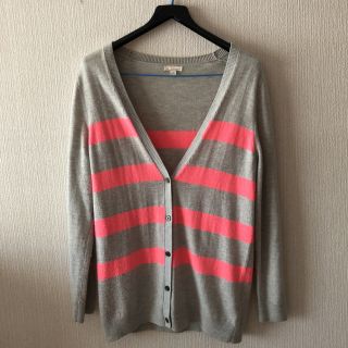 ギャップ(GAP)のGAP ロングカーディガン　グレー　ボーダー(カーディガン)