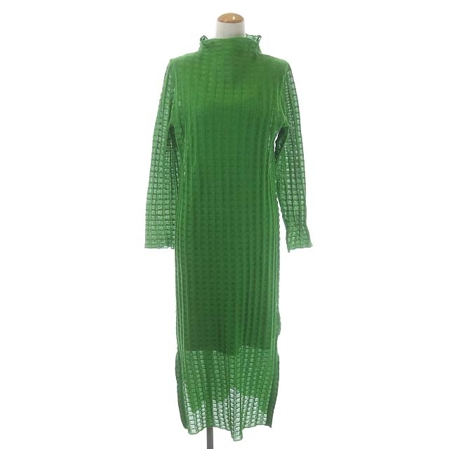 Ameri VINTAGE(アメリヴィンテージ)のアメリヴィンテージ PLAID SHEER TURTLE KNIT DRESS レディースのワンピース(ロングワンピース/マキシワンピース)の商品写真