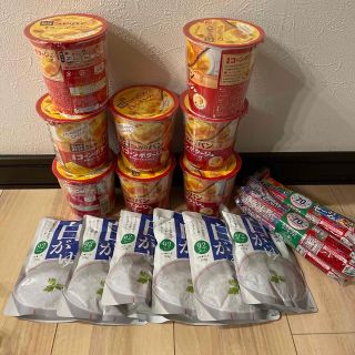 白がゆ　コーンポタージュ　おさかなソーセージ　龍角散　飴　おまけつき　あめ51こ(インスタント食品)