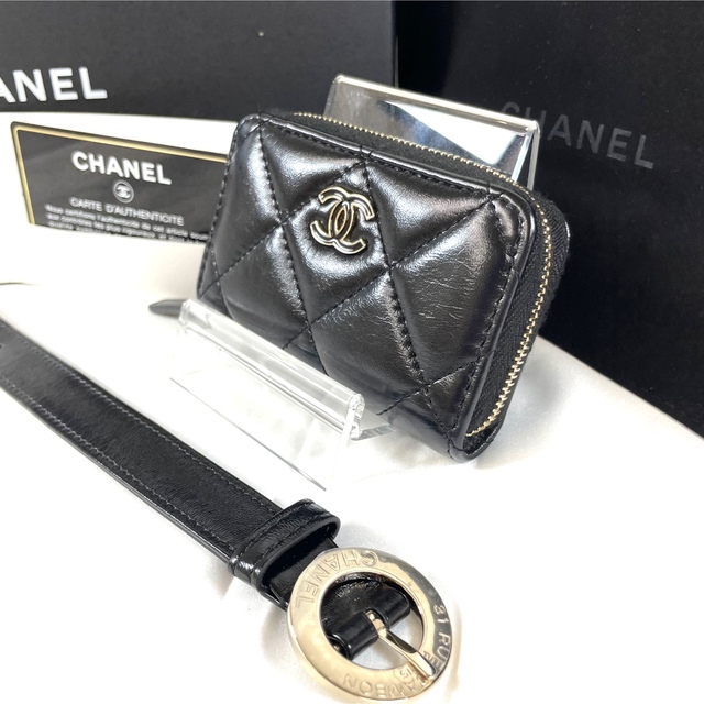 シャネル CHANEL ジップコインパース AP1650 コインケース マトラッセ キャビアスキン ブルー / 083007