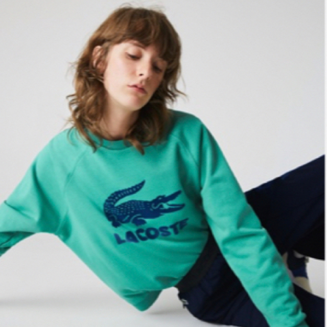 LACOSTE - ラコステ ビッグロゴプリントクルーネックスウェット 34の