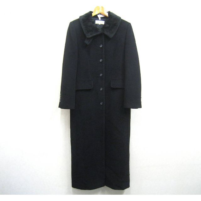 スキャパ ◆アンゴラ混 ウール ロングコート 襟ボア レディース サイズ38 黒