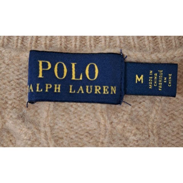 POLO RALPH LAUREN(ポロラルフローレン)のウールカシミヤ ポロラルフローレン Vネック ケーブルニット セーター M レディースのトップス(ニット/セーター)の商品写真