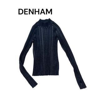 デンハム(DENHAM)の【美品】DENHAMリブタートルニット/ブラックxグレー/FREE(ニット/セーター)