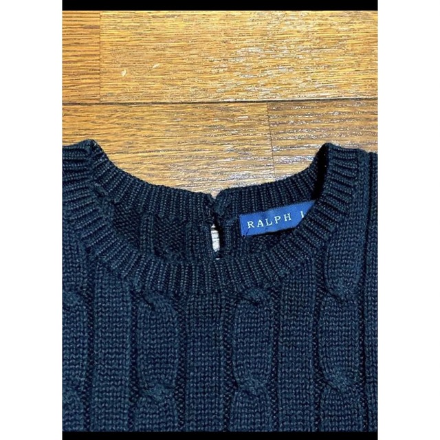 Ralph Lauren(ラルフローレン)の【希少デザイン】 ラルフローレン バックボタン 半袖 ケーブル ニット 825 レディースのトップス(ニット/セーター)の商品写真