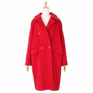 マックスマーラ(Max Mara)の美品 マックスマーラ Max Mara コート ロングコート 白タグ ダブルブレスト ウール アウター レディース JI42 USA8 FB40 GB12(L相当) レッド(その他)