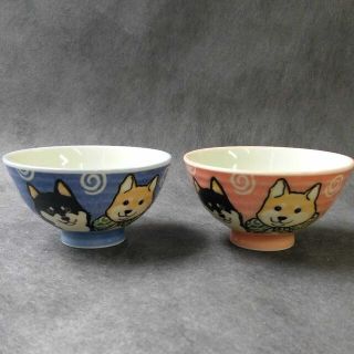 新品 美濃焼 柴犬 しば犬 ご飯茶碗 ペアセット(食器)