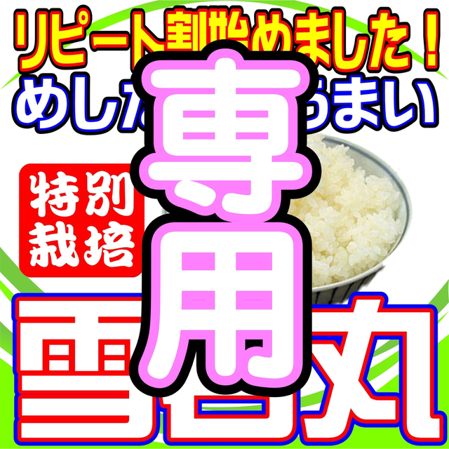 1等米リピ専用雪若丸２０ｋｇ袋　2022年産　山形県産　特栽＆大粒