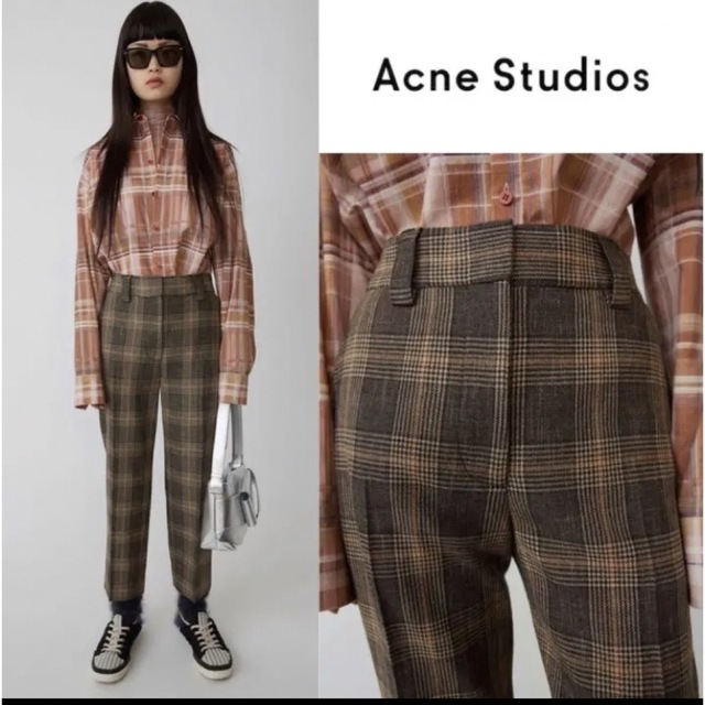 Acne Studios(アクネストゥディオズ)のAcne Studios アクネストゥディオズ  チェックタックパンツ レディースのパンツ(カジュアルパンツ)の商品写真