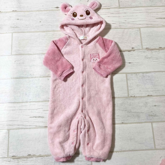 ピンクうさちゃん♡温かホワホワセット♡ キッズ/ベビー/マタニティのベビー服(~85cm)(ロンパース)の商品写真