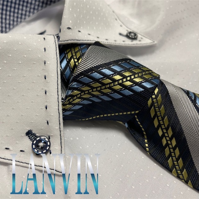 LANVIN(ランバン)のランバン　ネクタイ【未使用に近い】レジメンタル柄　光沢　厚手　ラメ メンズのファッション小物(ネクタイ)の商品写真