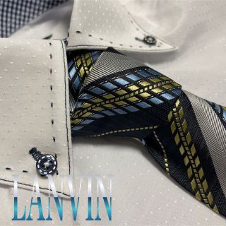 ランバン(LANVIN)のランバン　ネクタイ【未使用に近い】レジメンタル柄　光沢　厚手　ラメ(ネクタイ)