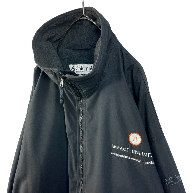 Columbia(コロンビア)のコロンビア ナイロンジャケット 黒 企業ロゴ刺繡 裏地フリース 中綿 US/L メンズのジャケット/アウター(ナイロンジャケット)の商品写真