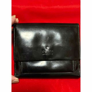 グッチ(Gucci)のグッチ正規品　レア品　男女兼用　財布　二つ折り　エナメル　黒(財布)