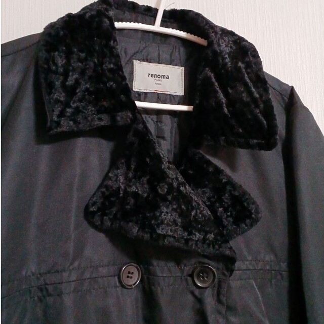 RENOMA(レノマ)の最終セール！ renoma ナイロン ハーフコート Aライン 黒 レディース レディースのジャケット/アウター(ナイロンジャケット)の商品写真