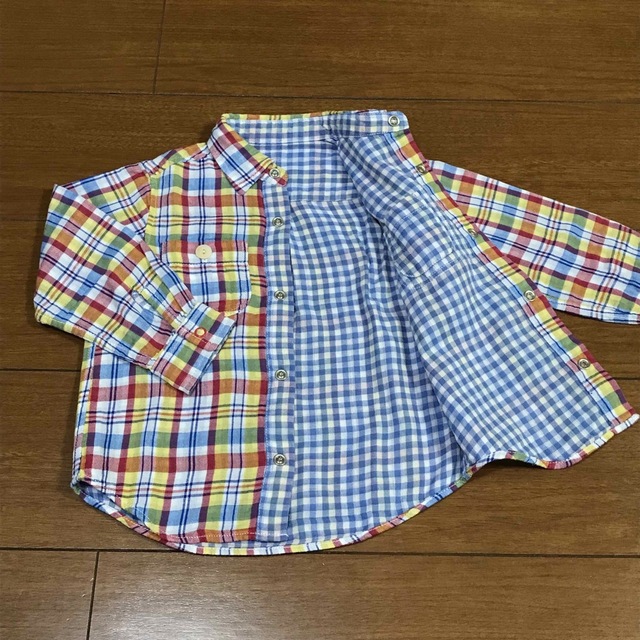 mikihouse(ミキハウス)のリバーシブルチェックガーゼシャツ　ミキハウス キッズ/ベビー/マタニティのキッズ服男の子用(90cm~)(ブラウス)の商品写真