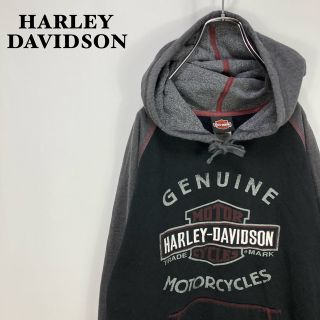 ハーレーダビッドソン(Harley Davidson)のハーレーダビッドソン 刺繍 バイカラー スウェット プルオーバーパーカー4259(パーカー)