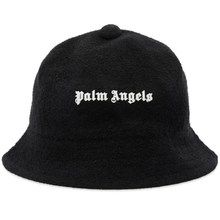 パームエンジェルス(PALM ANGELS)の新品 パームエンジェルス バケットハット バケハ ブラック パイル素材 ロゴ(ハット)