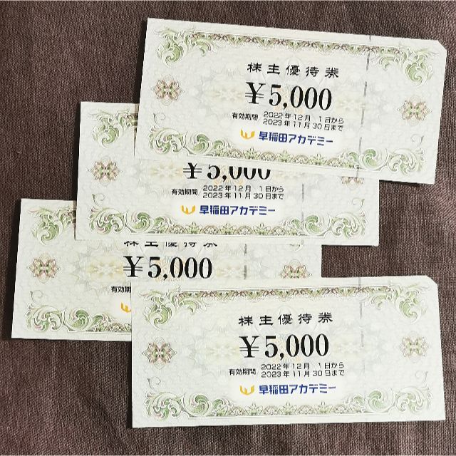 早稲田アカデミー 株主優待券 20,000円分