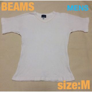 ビームス(BEAMS)のBEAMS メンズ カットソー サイズM ビームス ホワイト Ｖネック used(Tシャツ/カットソー(半袖/袖なし))