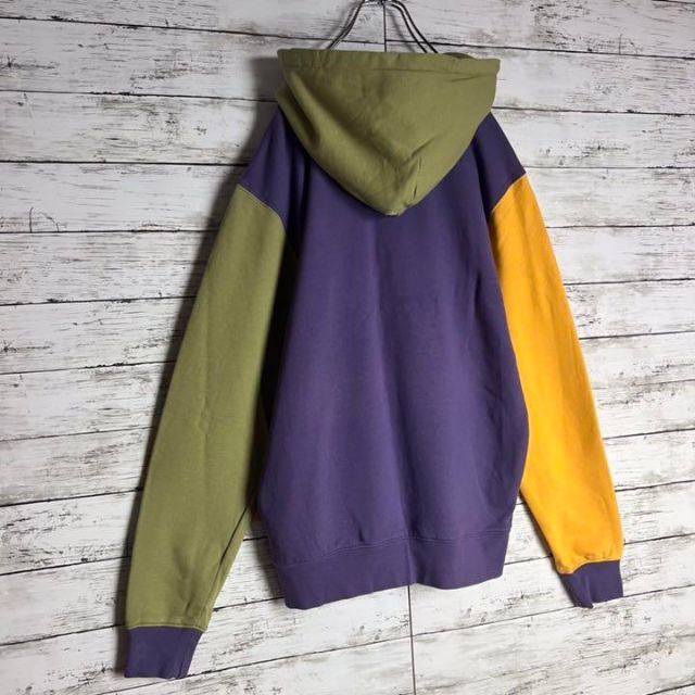 希少デザイン】Stussy パーカー 袖切り替え マルチカラー 即完売入手